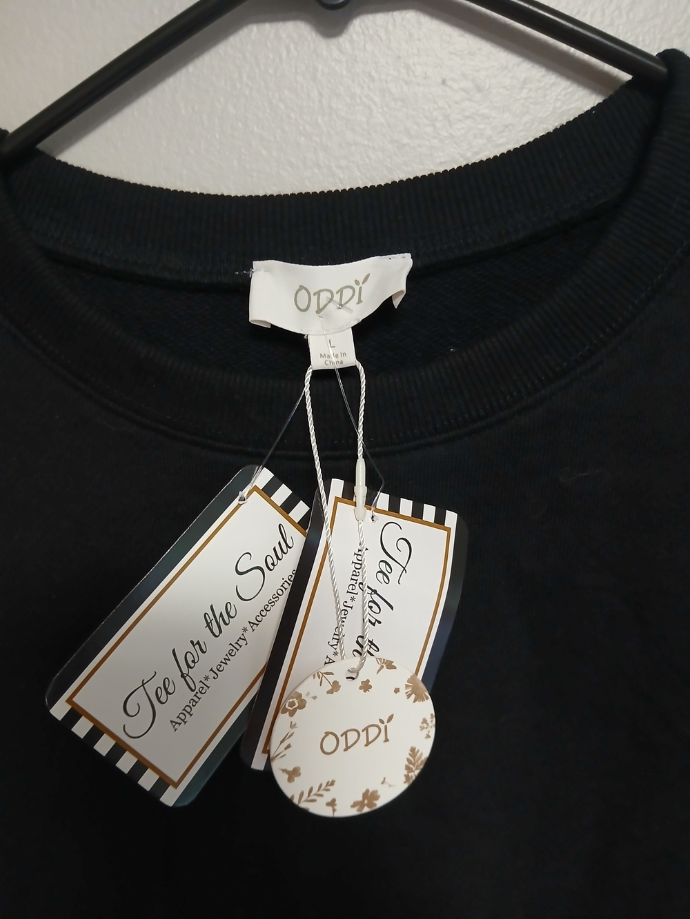 ODDY Black Sweatshirt with Silver Sequin Stars - Picture 3 of 4
